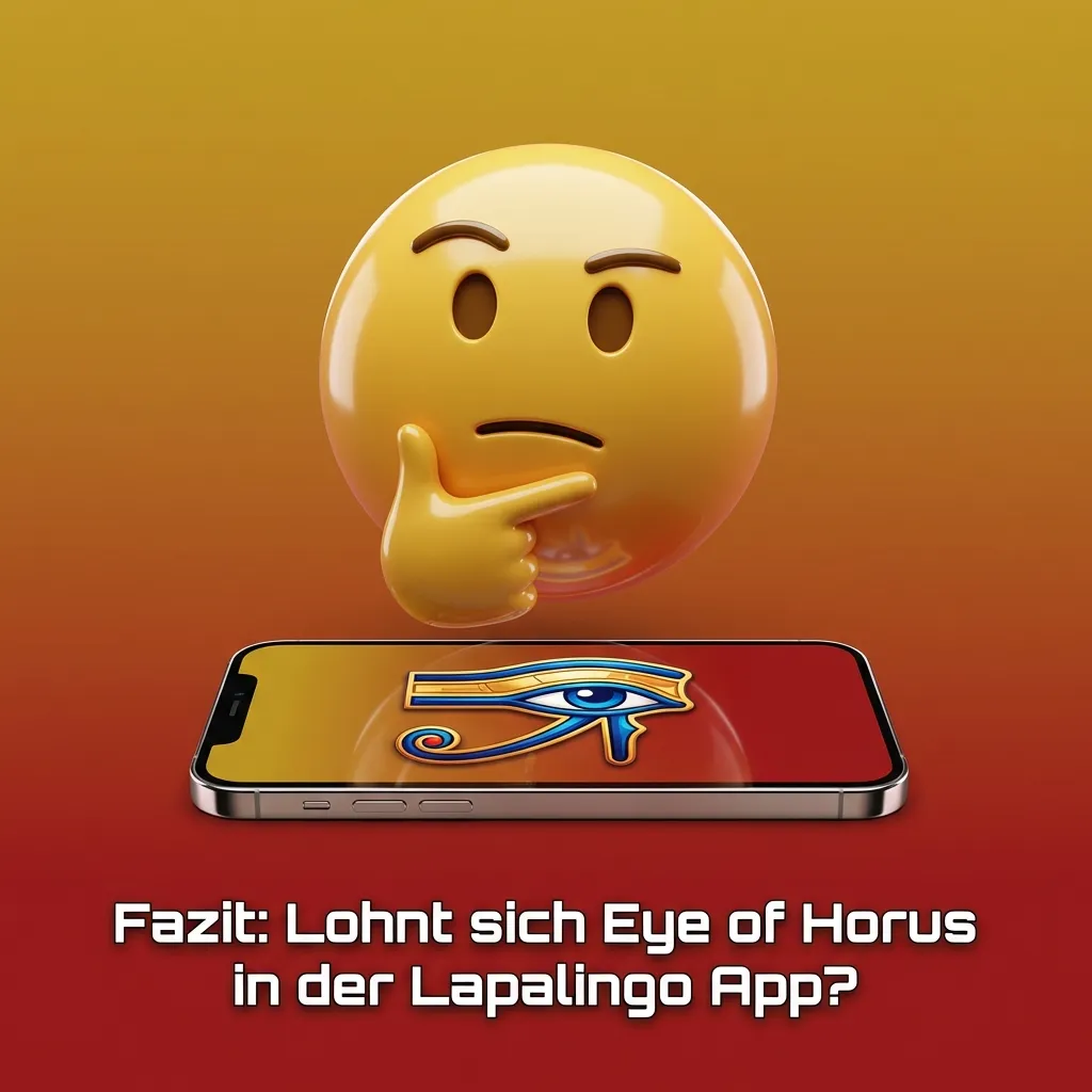 Smartphone mit geöffneter Lapalingo App, Eye of Horus Slot-Spielfeld und Bonus-Hinweis in deutscher Sprache