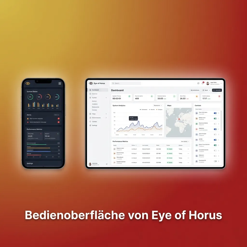 Übersichtliche Eye-of-Horus-Spieloberfläche mit Walzen, zentralen Bedienelementen, Ägypten-Symbolen und klaren Infoanzeigen