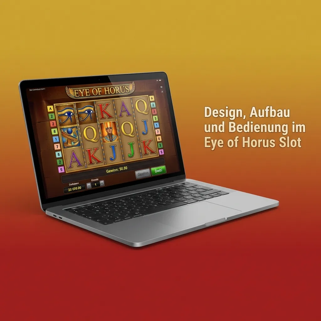 Eye of Horus Slot mit 5 Walzen, großen Bedientasten, Einsatzsteuerung, Start-Button und gut sichtbarer Guthabenanzeige