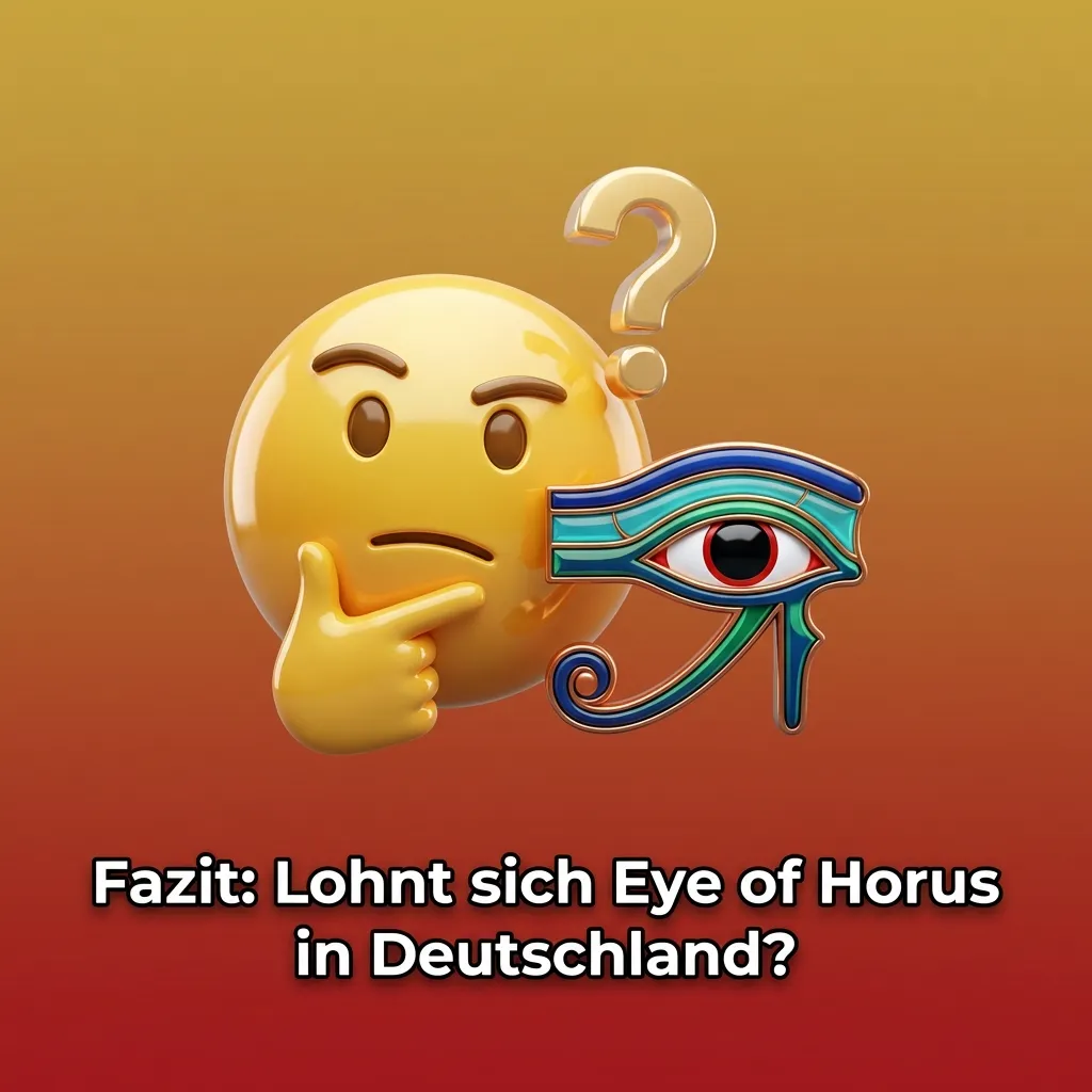 Screenshot mit Fazit zu Eye of Horus Slot in deutschen Online-Casinos und Hinweisen zu verantwortungsvollem Spielen