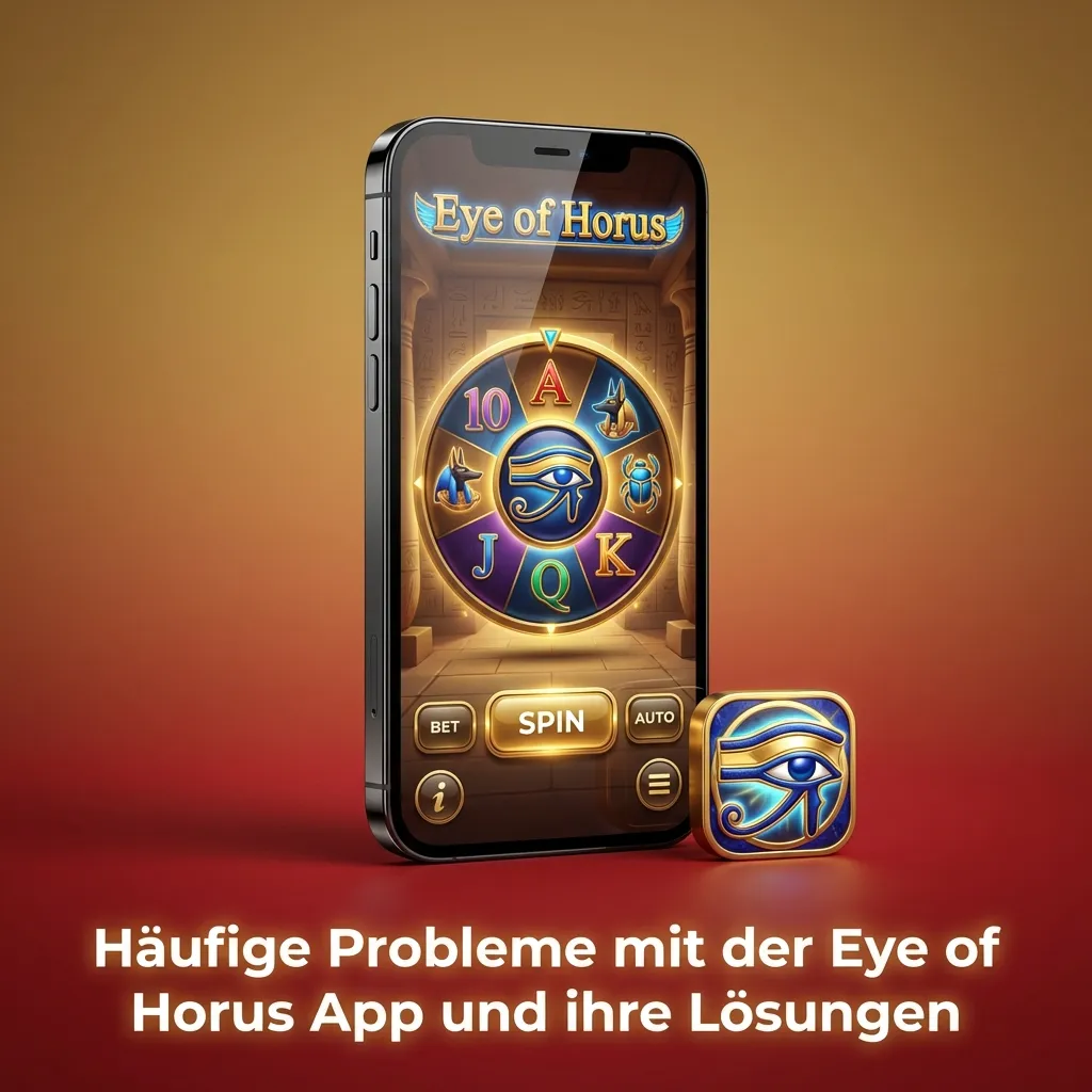 Smartphone mit Eye of Horus App, daneben Liste häufiger Probleme und kurzen Lösungstipps in deutscher Sprache