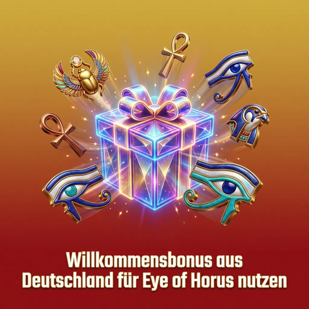 Banner mit „200 % bis 100 € + 80 Freispiele“ für neue Spieler, daneben Eye-of-Horus-Slot und Bonus-Schritte in einer Liste