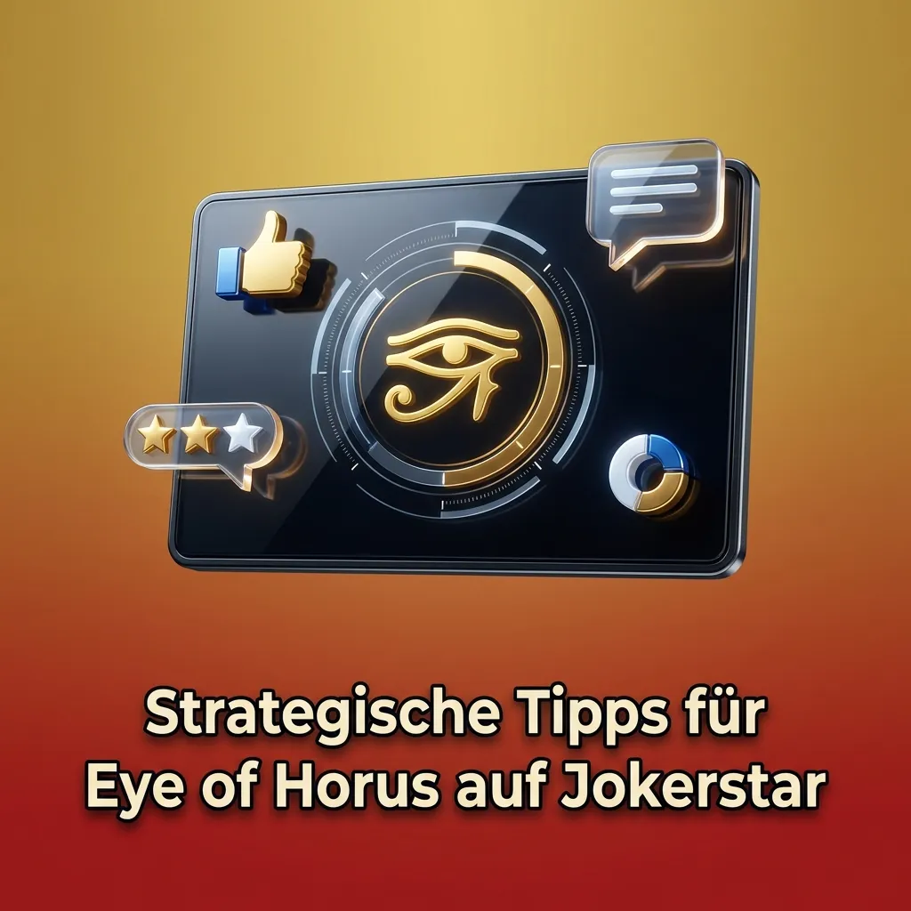 Grafik mit strategischen Tipps für Eye of Horus auf Jokerstar: Einsätze an Budget anpassen, Demo nutzen, Limits setzen